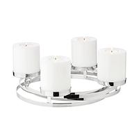 EDZARD Corona dell'Avvento Annabell, diametro 34 cm, acciaio inox lucidato a specchio, argento, per candele a pilastro Ø 8 cm