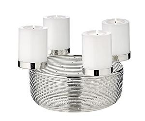 EDZARD Corona dell'Avvento Rio (Ø 26 cm), acciaio inox lucidato a specchio | Per candele cilindriche Ø 6 cm, nichelate e lucide - Corona per l'Avvento e decorazioni natalizie