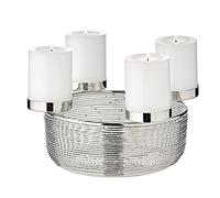 EDZARD Corona dell'Avvento Rio, acciaio inox nichelato lucido, diametro 26 cm, per candele a pilastro ø 6 cm