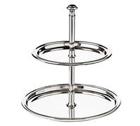 Edzard Etagere a 2 livelli, bordo in filo, argentato, altezza 22 cm