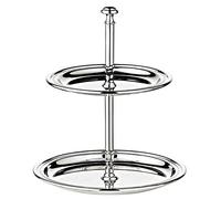 Edzard Etagere con 2 Piani, Bordo con Filo, Placcato in Argento, Altezza 16 cm
