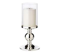 EDZARD Portacandele Bamboo (altezza 27 cm), argentato, resistente all'ossidazione, per candele cilindriche fino a ø 8 cm, con vetro, perfetto per le candele permanenti Cornelius di EDZARD