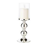 EDZARD Portacandele Bamboo (altezza 34 cm), argentato, resistente all'ossidazione, per candele cilindriche fino a ø 8 cm, con vetro, perfetto per le candele permanenti Cornelius di EDZARD