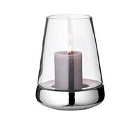 EDZARD Portacandele Bora, 2 pezzi, in ceramica nichelata e vetro, altezza 28 cm, diametro 18 cm