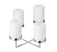 EDZARD Portacandele dell'Avvento Pamplona, acciaio inox nichelato, lunghezza 25 cm, altezza 14 cm, per 4 candele a colonna, diametro 8 cm