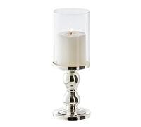 EDZARD Portacandele Mascha (altezza 28 cm), argentato, resistente all'ossidazione, per candele cilindriche fino a ø 8 cm, con vetro, perfetto per le candele permanenti Cornelius di EDZARD