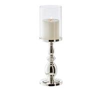 EDZARD Portacandele Mascha (altezza 34 cm), argentato, resistente all'ossidazione, per candele cilindriche fino a ø 8 cm, con vetro, perfetto per le candele permanenti Cornelius di EDZARD