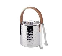 EDZARD Secchiello per ghiaccio Capri (H 17 cm, Ø 15 cm), martellato | Acciaio inox lucido a specchio, a doppia parete, con coperchio, pinza per ghiaccio e filtro, contenitore ghiaccio
