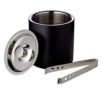 Edzard Secchio di Ghiaccio Pearl, Doppia Parete, Contenitore cubetti di Ghiaccio con Coperchio, Altezza 16,5 cm, refrigeratore Acciaio Inox Nero Matte