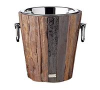 EDZARD Secchiello per vino Providence (H 28 cm, Ø 27 cm), acciaio inox e legno, per 1 bottiglia - glacette, spumantiera, portabottiglie, idea regalo