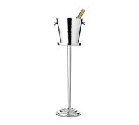 EDZARD Secchiello per vino Valencia con supporto (H 83 cm, Ø 22 cm), acciaio inox a doppia parete, martellato, con manici, per 1 bottiglia - glacette da terra, spumantiera con piantana, portabottiglie