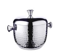 EDZARD Secchio per ghiaccio Rico (altezza 21 cm) con coperchio, in acciaio inox martellato lucidato a specchio