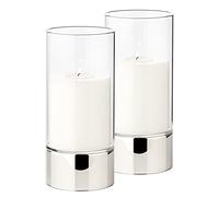 EDZARD Set 2 Lanterne portacandele Granada (H 20 cm, Ø 9 cm), vetro | base effetto argento, lanterna da tavolo, centrotavola, decorazione casa, luce soffusa, idea regalo, tavola delle feste