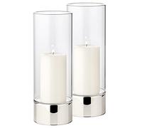 EDZARD Set 2 Lanterne portacandele Granada (H 25 cm, Ø 9 cm), vetro | base effetto argento, lanterna da tavolo, centrotavola, decorazione casa, luce soffusa, idea regalo, tavola delle feste