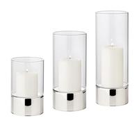 EDZARD Set 3 Lanterne portacandele Granada (H 15/20/25 cm, Ø 9 cm), vetro | effetto argento, lanterna da tavolo, centrotavola, decorazione casa, luce soffusa, idea regalo, tavola delle feste