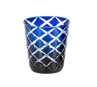Edzard Set da 4 bicchieri in cristallo Dio (altezza 10 cm) blu, capacità 230 ml, molati a mano, tecnica a sovrapposizione - portacandeline, bicchieri da bevanda, acqua, whisky, gin, caffè freddo
