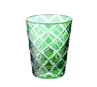 Edzard Set da 4 bicchieri in cristallo Dio (altezza 10 cm) verde, capacità 230 ml, molati a mano, tecnica a sovrapposizione - portacandeline, bicchieri da bevanda, acqua, whisky, gin, caffè freddo