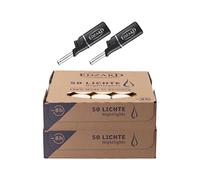 EDZARD - Set di 100 lumini + 2 mini accendini, durata 8 ore, colore bianco, in paraffina, per porta candele in vetro, accendini inclusi