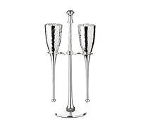 Edzard Set di 2 bicchieri da champagne Didi (200ml) con supporto, in argento placcato, martellato - flutes da champagne