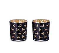 EDZARD Set di 2 bicchieri da tè Luna (altezza 8 cm), colore nero, motivo cervo