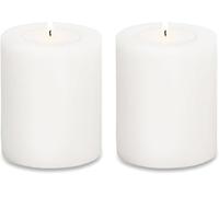 Edzard Set di 2 Candele permanenti Cornelius (Altezza 9 cm, Ø 8 cm), Bianche, Resistenti al Calore Fino a 90°, Candela Tea Light in Look Candela a Colonna