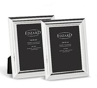 EDZARD Set di 2 cornici Firenze per foto 13 x 18 cm, argentate, protette contro l'ossidazione, con 2 appendini