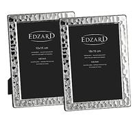 Edzard Set di 2 cornici Pavia per foto 10 x 15 cm, argentate, protette contro l'ossidazione, con retro in velluto, incl. 2 appendini, cornice per foto in piedi e appese