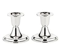 EDZARD Set di 2 portacandele con bordo in perla (h 7 cm) placcati in argento - Portacandele per la decorazione della tavola - Luce del vento, per candele a bastoncino, con protezione antitarlo