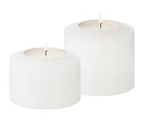 EDZARD Set di 2 portacandele in pino cornelius, diametro 7 cm, altezza 5 cm e 7 cm, per candele standard e lumini trasparenti, resistenti al calore fino a 90 gradi