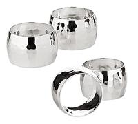 Edzard Set di 4 portatovaglioli Flux, martellati, argentati, diametro 4 cm