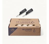 EDZARD - Set di 50 lumini + 2 mini accendini, durata 8 ore, lumini con custodia in plastica acrilica e candeline in paraffina con accendini inclusi