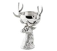 EDZARD Testa di cervo con ciotola Richard in alluminio nichelato color argento, altezza 33 cm ciotola in acciaio inox