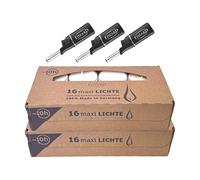 Edzard Wenzel Maxilights - 32 Candele scaldavivande maxi, con 3 mini accendini, 54 mm di diametro, 10 ore di combustione, bianche, in paraffina, per vetro, lumini notturni grandi