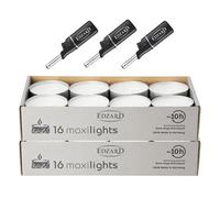 EDZARD “Wenzel Maxilights” - 32 lumini maxi in alluminio, colore bianco, diametro 58 mm, altezza 22 mm, senza profumo, con 3 mini accendini lunghi 11 cm
