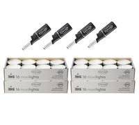 EDZARD “Wenzel Maxilights” - 64 lumini maxi in alluminio, colore bianco, diametro 58 mm, altezza 22 mm, senza profumo, con 4 mini accendini lunghi 11 cm