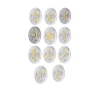 EDZZEL Cristallo di quarzo inciso K-ARUNA ovale simbolo Reiki pietre di cristallo 11 PCS (1 set)