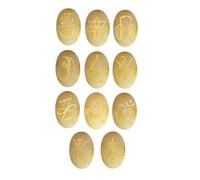 EDZZEL K-ARUNA - Pietre di cristallo ovali con giada gialla incisa, simbolo Reiki, 11 pezzi (1 set)