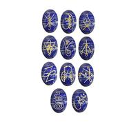 EDZZEL Lapislazzuli Inciso K-ARUNA Ovale Simbolo Reiki Pietre di Cristallo 11 PCS (1 Set)