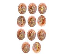 EDZZEL Pietra del sole incisa K-ARUNA ovale simbolo Reiki pietre di cristallo 11 PCS (1 set)