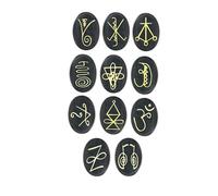 EDZZEL Pietra di cristallo ovale K-ARUNA con agata nera incisa, simbolo Reiki, 11 pezzi (1 set)