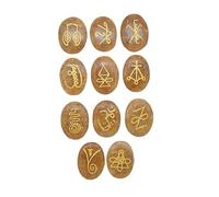 EDZZEL Pietra di cristallo ovale K-ARUNA con citrino giallo inciso, simbolo Reiki, 11 pezzi (1 set)