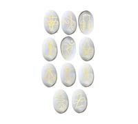 EDZZEL Pietra di cristallo ovale K-ARUNA in agata bianca incisa, simbolo Reiki, 11 pezzi (1 set)