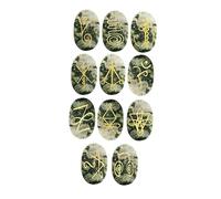 EDZZEL Pietra di cristallo ovale K-ARUNA in agata muschiata, simbolo Reiki, 11 pezzi (1 set)