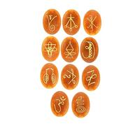 EDZZEL Pietre di cristallo con avventurina arancione incisa K-ARUNA ovale simbolo Reiki, 11 pezzi (1 set)