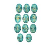 EDZZEL Pietre di cristallo con incisione turchese K-ARUNA ovale Reiki, 11 pezzi (1 set)