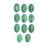 EDZZEL Pietre di cristallo ovali K-ARUNA con avventurina verde, simbolo Reiki, 11 pezzi (1 set)