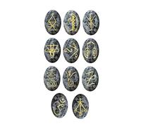 EDZZEL Pietre di cristallo ovali K-ARUNA con labradorite incisa, simbolo Reiki, 11 pezzi (1 set)