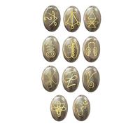 EDZZEL Pietre di cristallo ovali K-ARUNA con simbolo Reiki inciso, 11 pezzi (1 set)