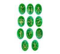 EDZZEL Pietre di cristallo ovali K-ARUNA in agata verde, con simbolo Reiki, 11 pezzi (1 set)