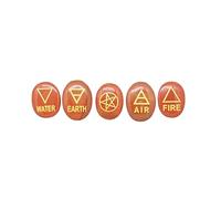 Edzzel Pietre ovali di diaspro rosso, 5 pezzi, simboli triangolari incisi (terra, aria, fuoco, acqua), pietre lucidate per pietre preziose Reiki